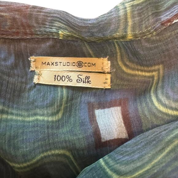 Max Studio Sheer Silk Geometric Blouse w/ Cami | Size M | NWT - Picture 6 of 8
